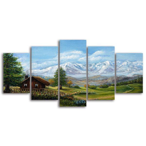 Swiss Mountain Alps 5 Panels Canvas Wall Art