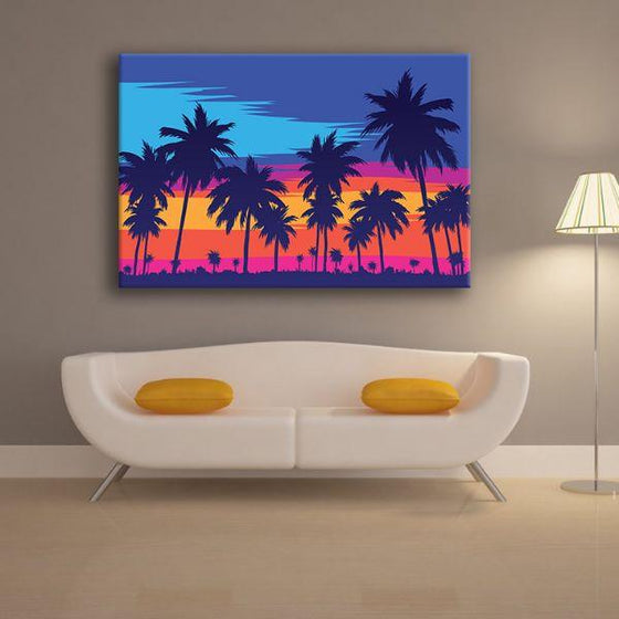 Tall Palm Trees Silhouette Canvas Wall Art Decor