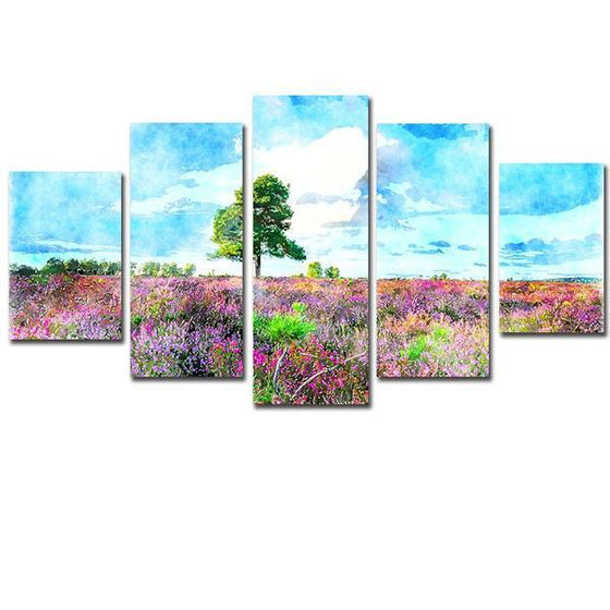 Tall Tree With Flowers Wall Art Canvas