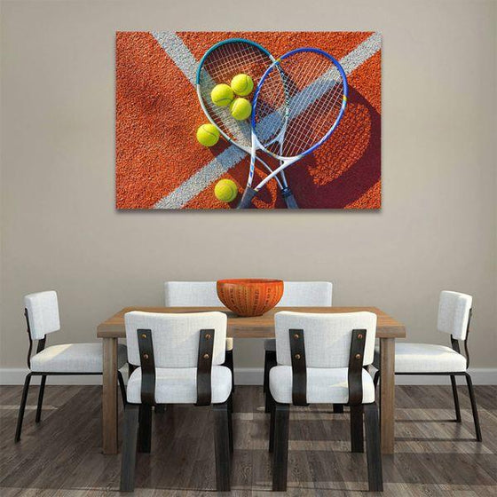Tennis Balls & Rackets Canvas Wall Art Dining Room