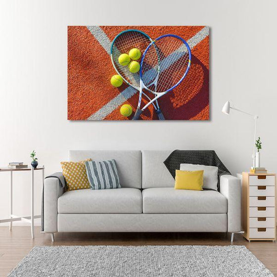 Tennis Balls & Rackets Canvas Wall Art Print