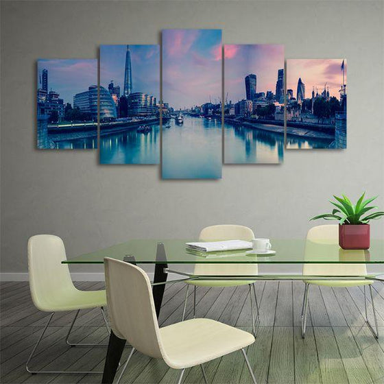 Bank Of River Thames Canvas Wall Art Office