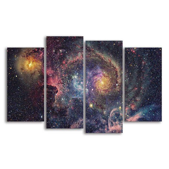 Bright Starry Universe 4 Panels Canvas Wall Art