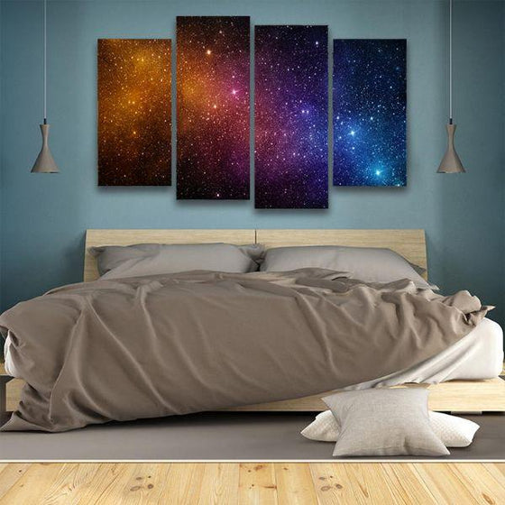 Starry Night Sky 4 Panels Canvas Wall Art Bedroom