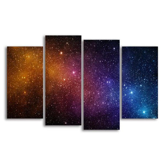 Starry Night Sky 4 Panels Canvas Wall Art