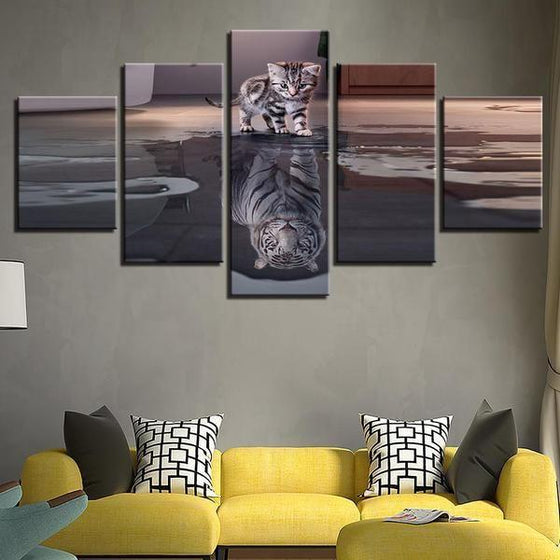 Cat to Tiger Canvas Wall Art  Living Room