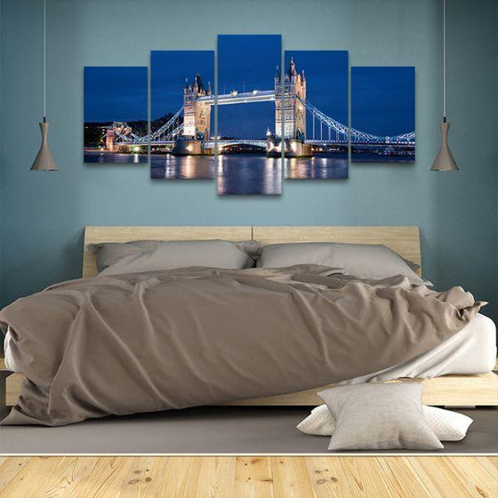Tower Bridge Night View 5 Panels Canvas Wall Art Bedroom