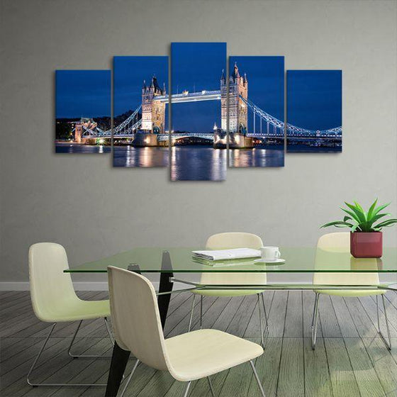 Tower Bridge Night View 5 Panels Canvas Wall Art Office