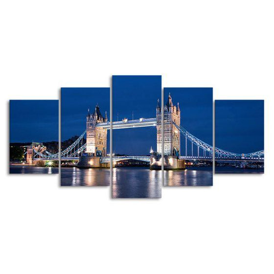 Tower Bridge Night View 5 Panels Canvas Wall Art