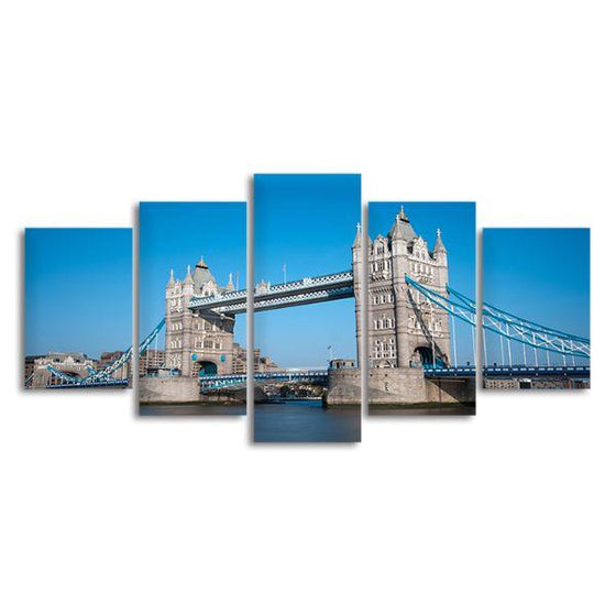 Tower Bridge & Blue Sky 5 Panels Canvas Wall Art
