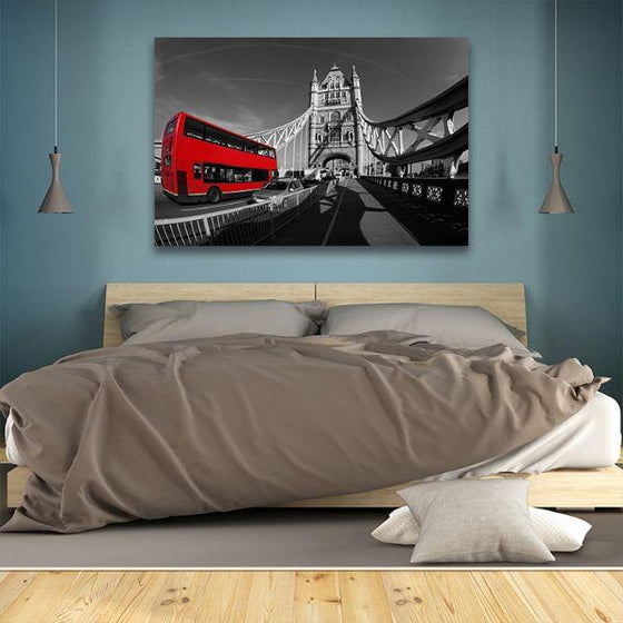 Tower Bridge And Red Bus Canvas Wall Art Bedroom
