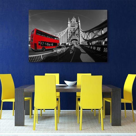 Tower Bridge And Red Bus Canvas Wall Art Dining Room