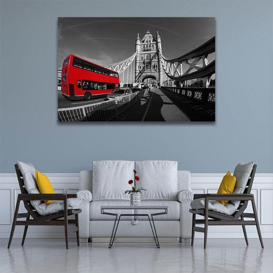 Tower Bridge And Red Bus Canvas Wall Art Living Room