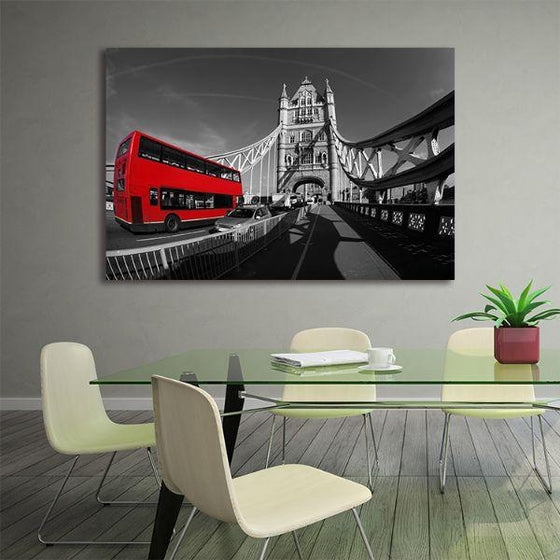 Tower Bridge And Red Bus Canvas Wall Art Office