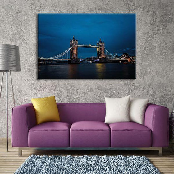 Tower Bridge At Night Canvas Wall Art Living Room