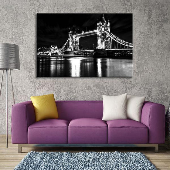Tower Bridge Black & White Canvas Wall Art Living Room