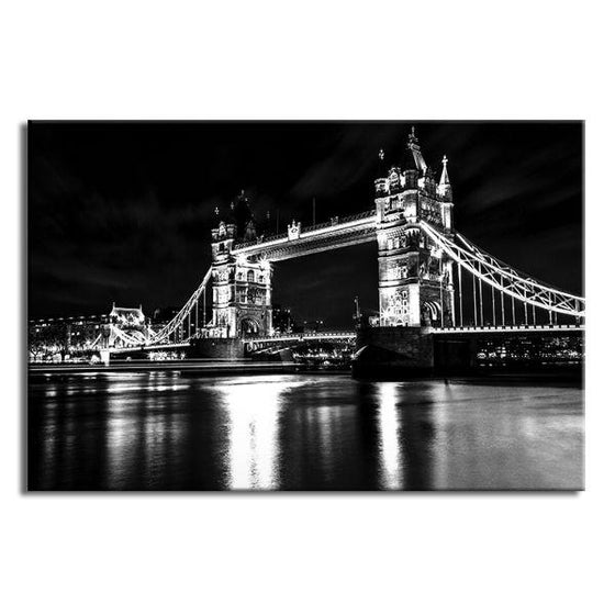 Tower Bridge Black & White Canvas Wall Art