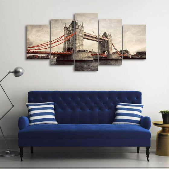 London Tower Bridge 5 Panels Canvas Wall Art Set