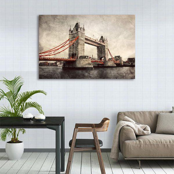 Tower Bridge Retro Style Canvas Wall Art Decor