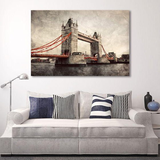 Tower Bridge Retro Style Canvas Wall Art Office