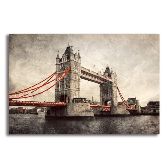 Tower Bridge Retro Style Canvas Wall Art