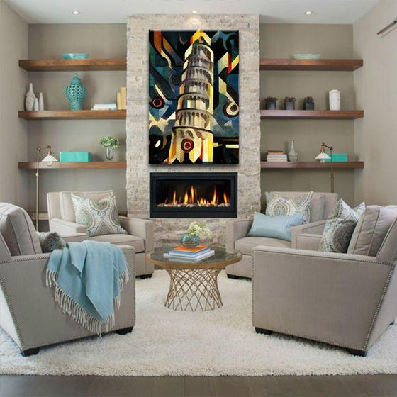 Tower Of Pisa Cubism Canvas Wall Art Living Room