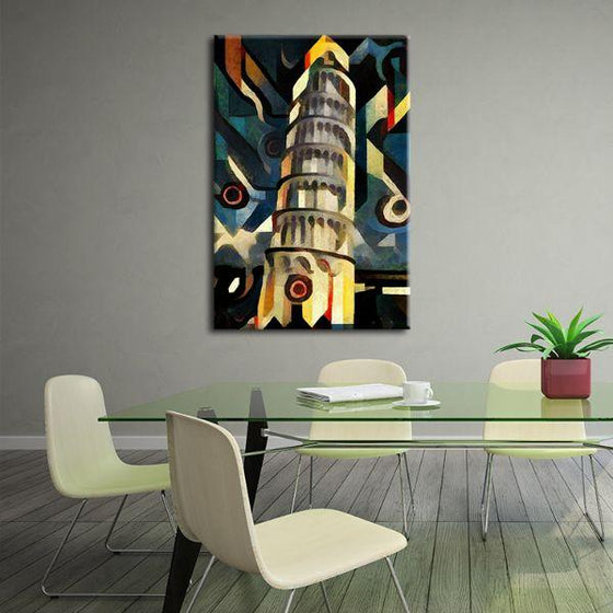 Tower Of Pisa Cubism Canvas Wall Art Office