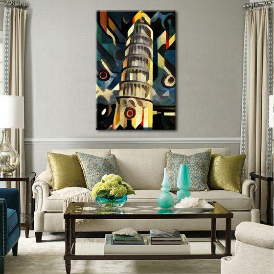 Tower Of Pisa Cubism Canvas Wall Art Print