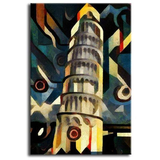 Tower Of Pisa Cubism Canvas Wall Art