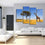 Tree & Giraffe In Africa 4 Panels Canvas Wall Art Living Room