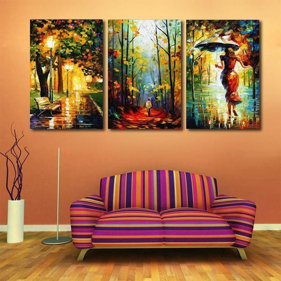 Park Bench With A Woman Canvas Art