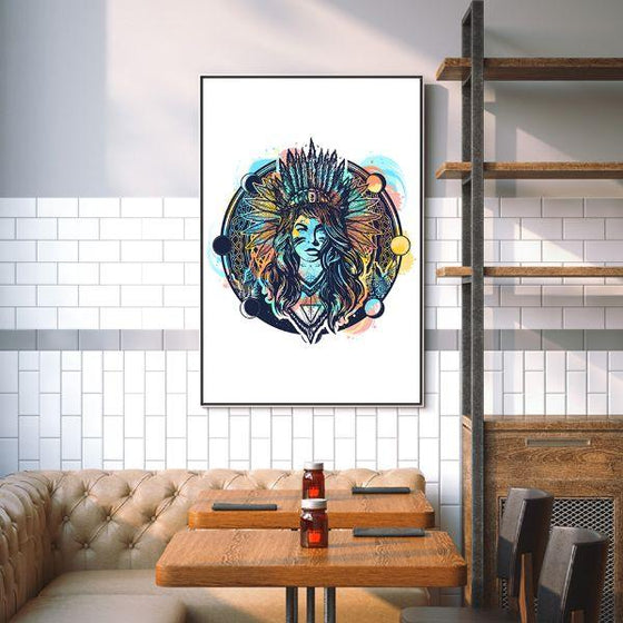 Tribal Indian Woman Canvas Wall Art Dining Room