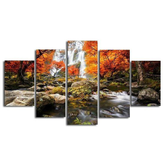 Tropical Forest Waterfall Canvas Wall Art