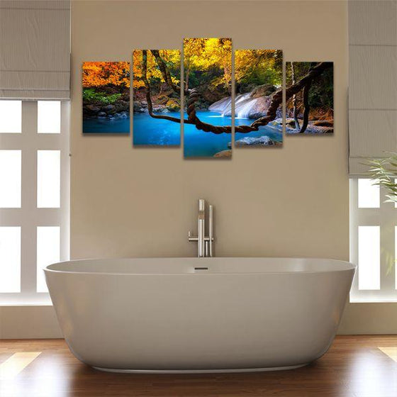 Tropical Paradise 5 Panels Canvas Wall Art Bathroom