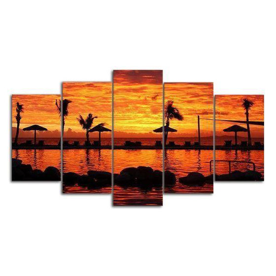 Tropical Red & Orange Sunset Canvas Wall Art