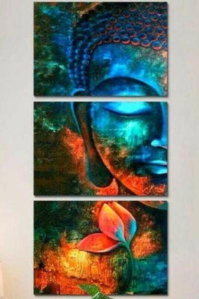 Turquoise Buddha Canvas Wall Art Print