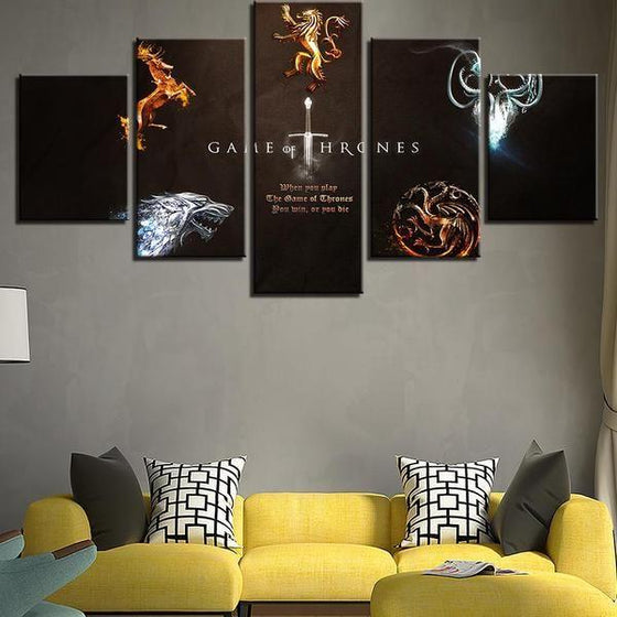 Game Of Thrones Inspired Elements Canvas Wall Art Living Room