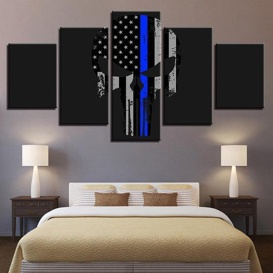 USA Flag Skull Wall Art Bedroom