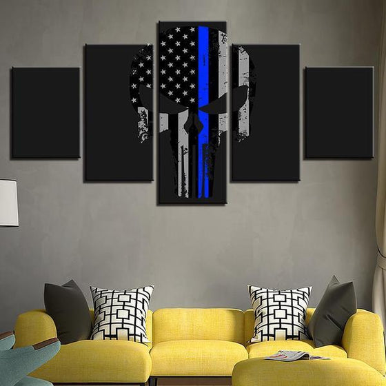 USA Flag Skull Wall Art Living Room