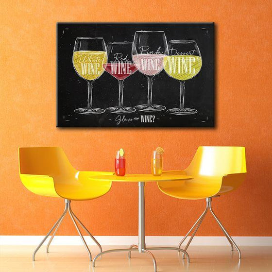Various Vintage Wine Types Canvas Wall Art Dining Room