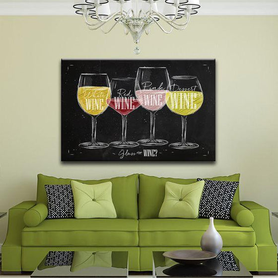 Various Vintage Wine Types Canvas Wall Art Living Room