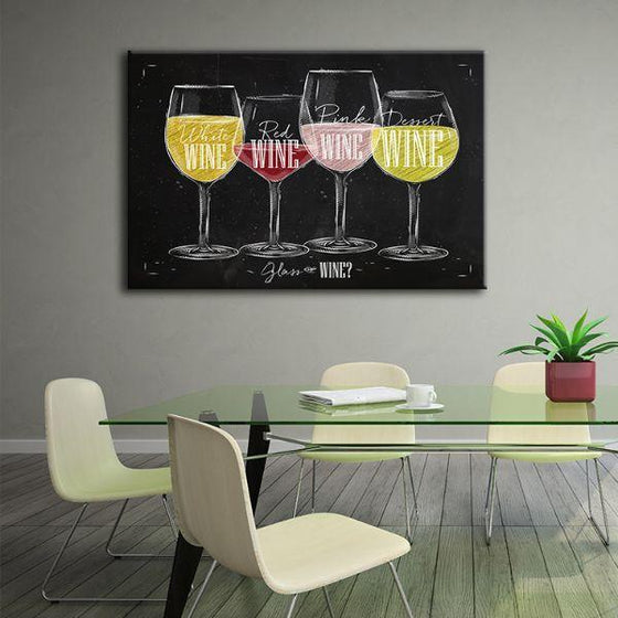 Various Vintage Wine Types Canvas Wall Art Office