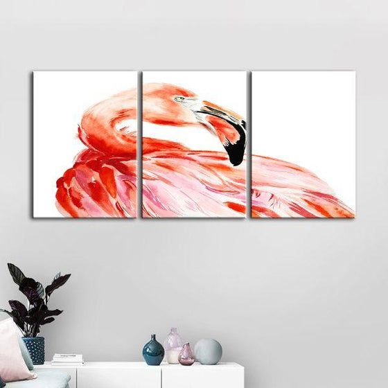 Vibrant Pink Flamingo 3 Panels Canvas Wall Art Set