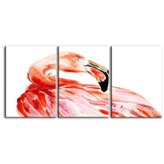 Vibrant Pink Flamingo 3 Panels Canvas Wall Art