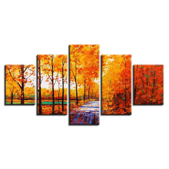 Vibrant Red Trees Canvas Art