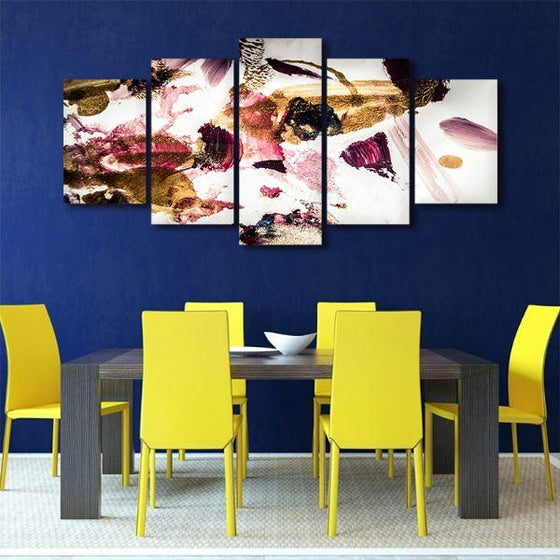 Vibrant Strokes Abstract 5 Panels Canvas Wall Art Dining Room