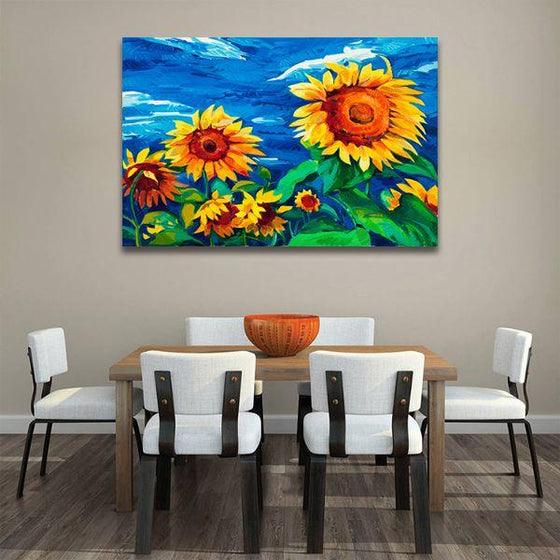 Vibrant Sunflower Canvas Wall Art Dining Room