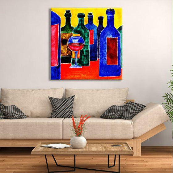Vibrant Wine Bottles Canvas Wall Art Decor