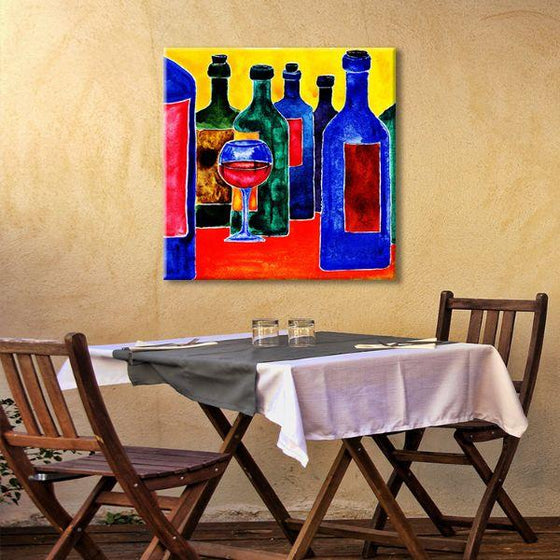 Vibrant Wine Bottles Canvas Wall Art Dining Room