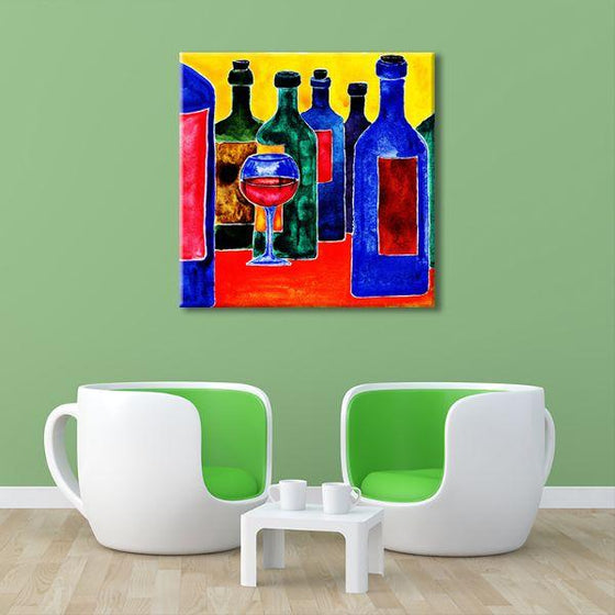 Vibrant Wine Bottles Canvas Wall Art Office